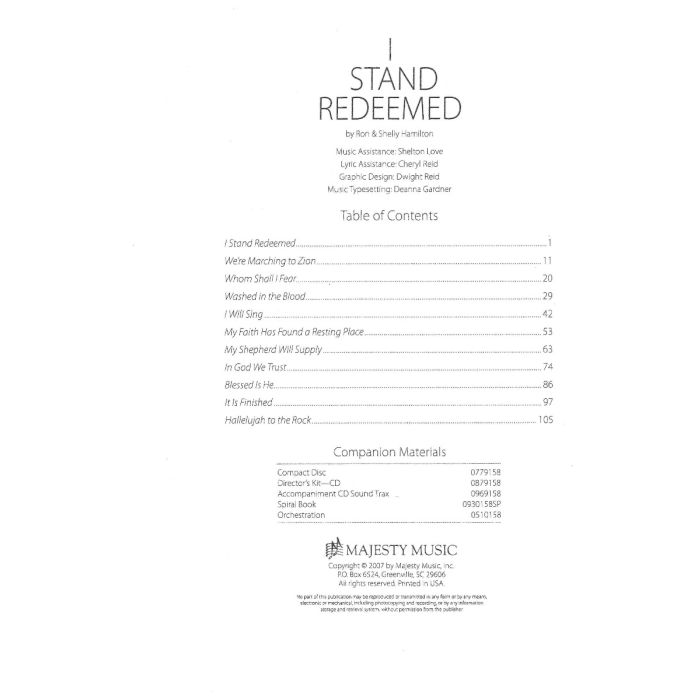 I Stand Redeemed Choral Book (PDF Download)