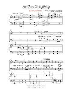 He Gave Everything - Piano/Vocal Choral (PDF download)