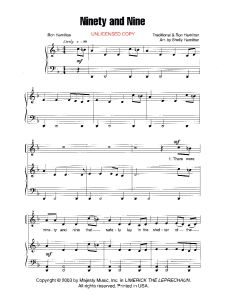 Ninety and Nine - Children's Choral (PDF download)