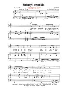 Nobody Loves Me - Chidren's Choral (PDF download)