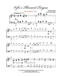 O for a Thousand Tongues - Faye Lopez Piano Solo - (PDF download)