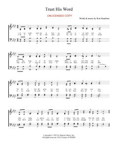Trust His Word Hymn Style (PDF download)