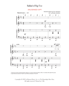Ballad of Big Toe - Children's Choral (PDF download)