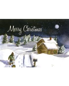 Snow Scene Cabin - 20 Holiday Cards and Envelopes