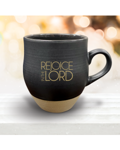Slate Stoneware Coffee Mug-Rejoice in the Lord