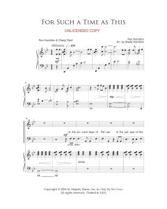 For Such a Time As This - Piano Vocal (PDF download)