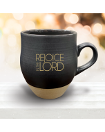 Slate Stoneware Coffee Mug-Rejoice in the Lord