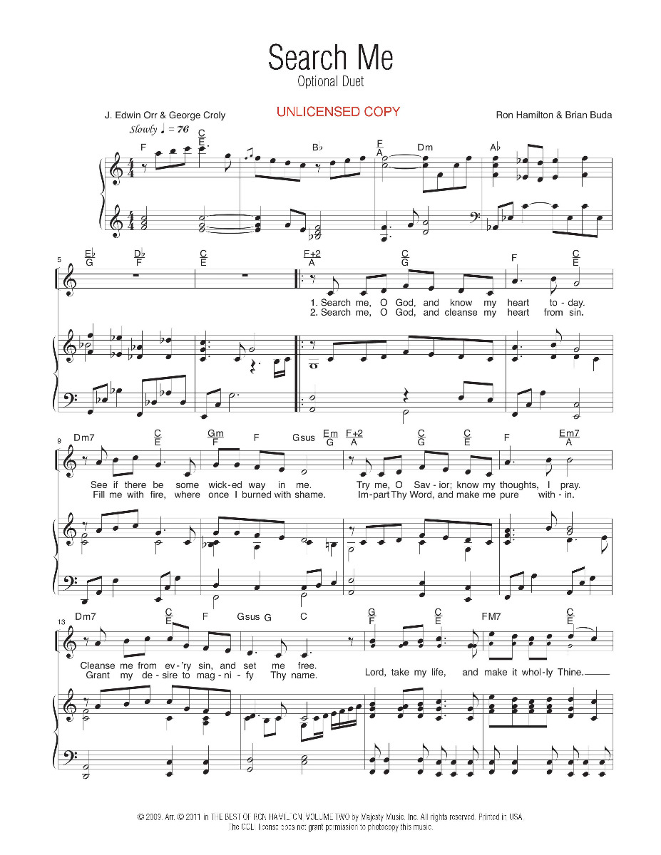 Sheet Music Search Me Lord Ricky Dillard Search Me Piano/Vocal (PDF download)
