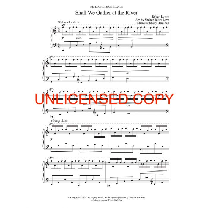 Shall We Gather At The River Solo Piano Sheet Music Printable Download