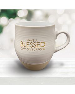 Ivory Stoneware Coffee Mug-Have A Blessed Day On Purpose