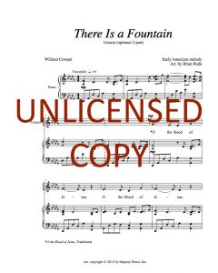 There Is a Fountain - Unison (optional 2-part) Printable Download