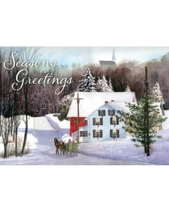 Snow Scene Town - 20 Holiday Cards and Envelopes