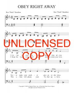 Obey Right Away - Patch Praises Printable Song